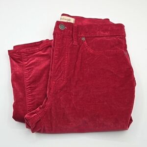 MADEWELL 10" High-Rise Skinny Cordoroy Pants Cranberry Color size 27